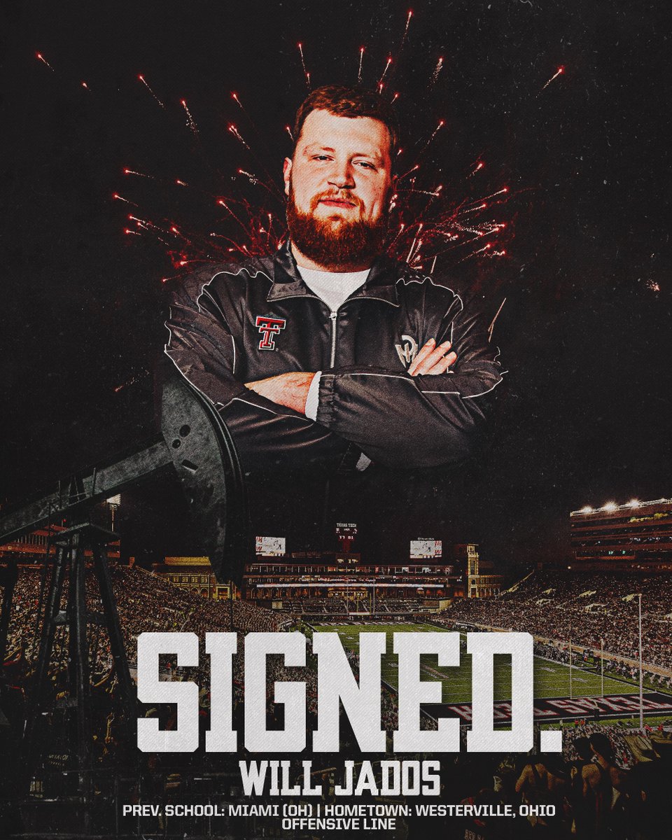 Texas Tech Football (@texastechfb) on Twitter photo Adding an experienced 6'8" frame on the OL
Welcome to the family <a href="/Willjados/">Will Jados</a>‼️
#WreckEm Adding an experienced 6'8" frame on the OL
Welcome to the family <a href="/Willjados/">Will Jados</a>‼️
#WreckEm