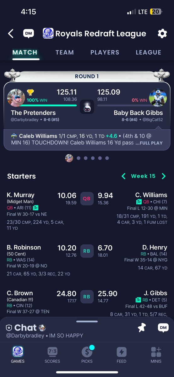 Tightest fantasy win of all time thanks to the Falcons D putting up 26.85 points last night