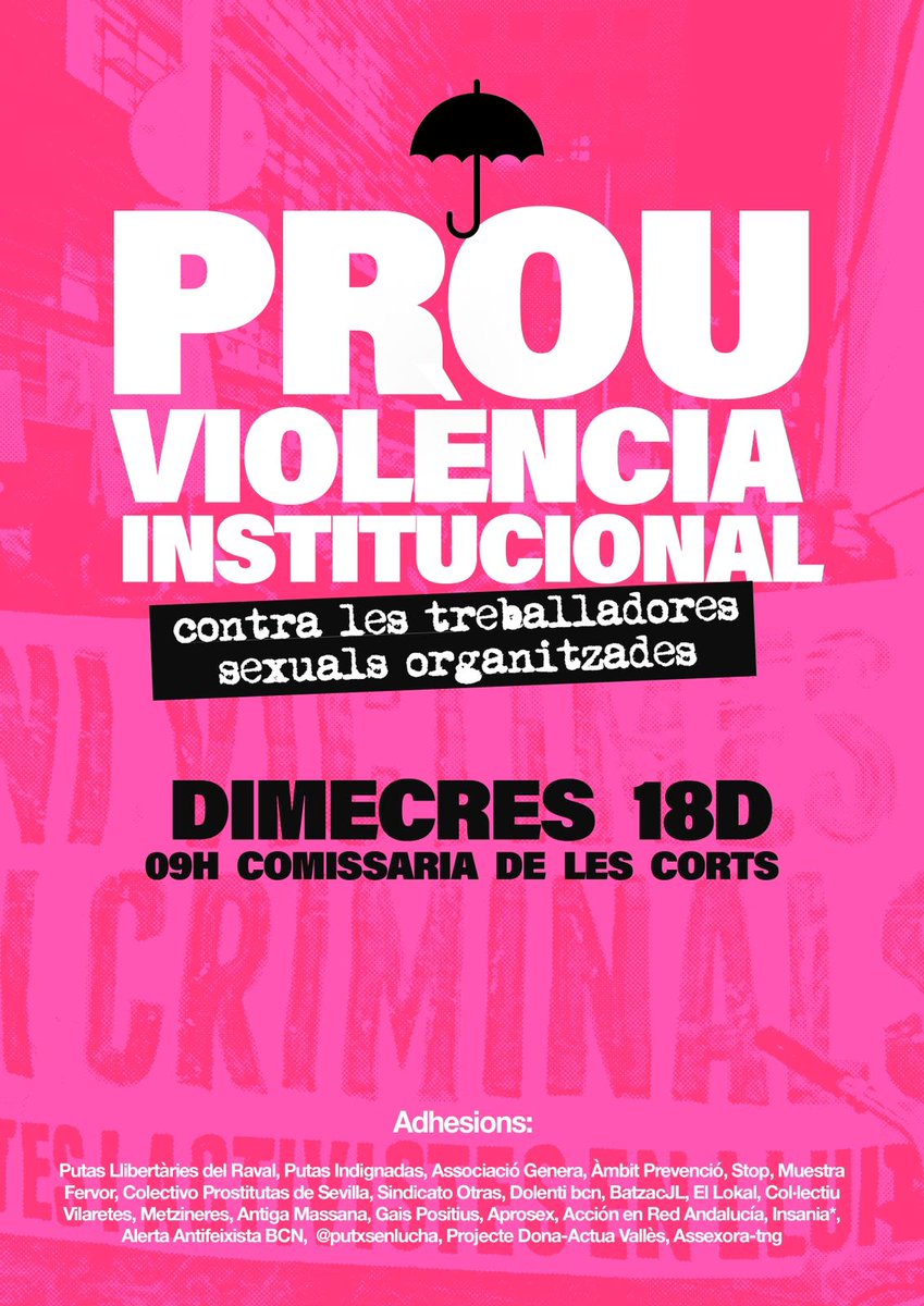 PutasLibRaval's tweet photo. HOY #17D Día Internacional contra la #violenciainstitucional a #TrabajadorxsSexuales
Otra trama llena los medios de comunicación #TRATA DE PERSONAS, OMITIR
Principio de presunción de inocencia es un grave error
#Robadors PUTAS ORGANIZADXS vrs COMPLO JUDICIAL #INFIERNOABIERTO♨️ https://t.co/NaaUO2fnHb