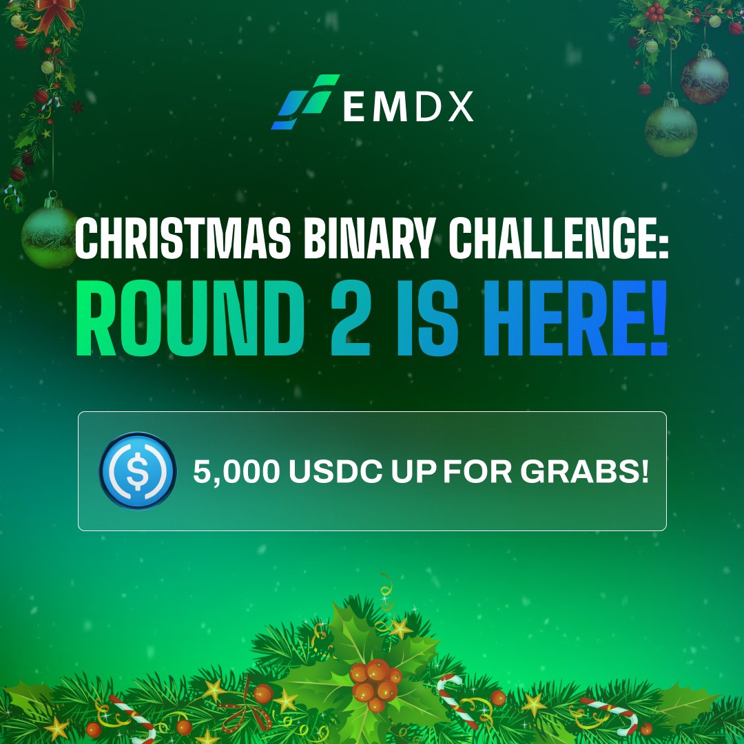 🎄 The Christmas Challenge 2nd Round is around the corner! 🎅

We’re back with another thrilling 48-hour trading tournament on the #BinariesPlatform: ultrav2.emdx.io/binaries! 🚀

💰 5,000 $USDC prize pool for the Top-20 traders based on PnL.

🎁 Bonus Rewards: Complete social