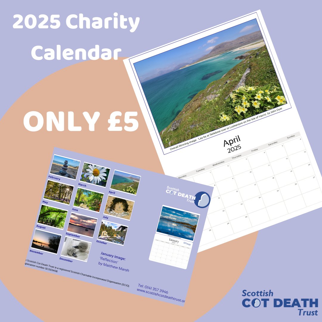 Get yourself organised for the year ahead with our 2025 Scottish Cot Death Trust Charity Calendar.

Each calendar sold helps fund vital support for families affected by the sudden, unexpected loss of a young child.

Only £5 in our January sale - scottishcotdeathtrust.org/product/2025-s…