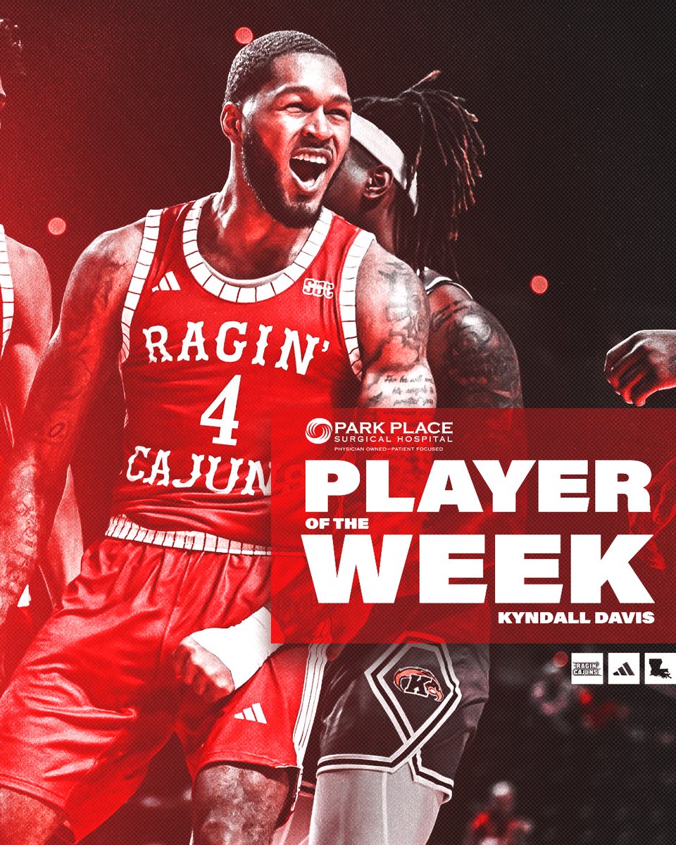Louisiana Raginā CajunsĀ® Men's Basketball (@ragincajunsmbb) on Twitter photo Back-to-back games in double figures, including a season-high 15 in Wednesday's win earns <a href="/Kyndall3x/">Kyndall Davisš§š¾āš</a> your Park Place Player of the Week honors āļø
#GeauxCajuns Back-to-back games in double figures, including a season-high 15 in Wednesday's win earns <a href="/Kyndall3x/">Kyndall Davisš§š¾āš</a> your Park Place Player of the Week honors āļø
#GeauxCajuns