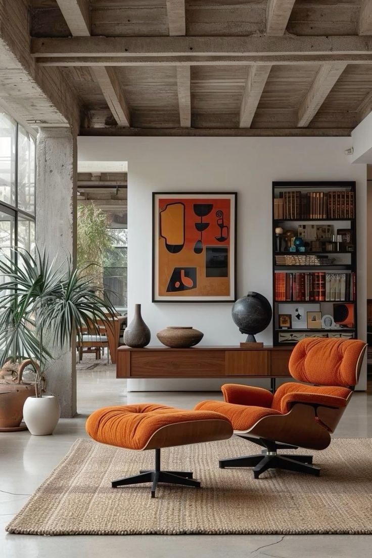 InteriorVibes0's tweet photo. A statement of style and comfort. 🛋️🌿

#InteriorDesign #HomeDecor #DesignInspiration #MidCenturyModern #RetroVibes #TimelessDesign #BoldInteriors #EarthyTones #CozySpaces #ModernLiving https://t.co/AIsKHH6G1R