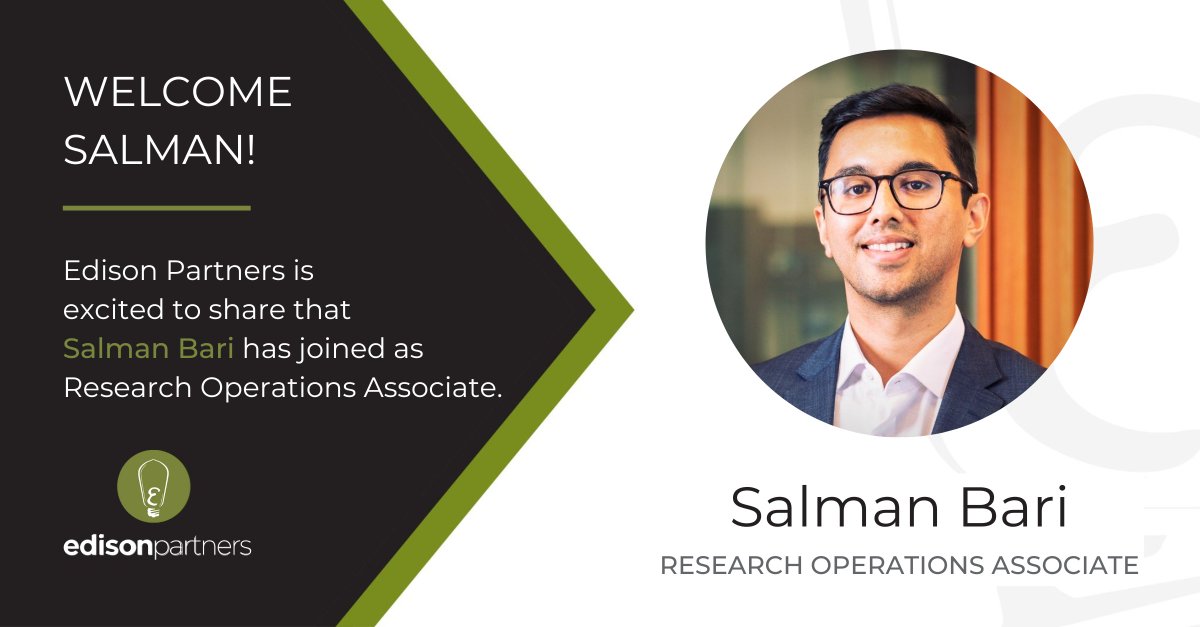 Edison_Partners's tweet image. Please join us in welcoming Salman Bari to the Edison Partners team as Research Operations Associate ⚡ 

We look forward to the impact and energy you&apos;ll bring to Team Edison, Salman!

#nashvillenewhire #researchoperations #electrifyinggrowth