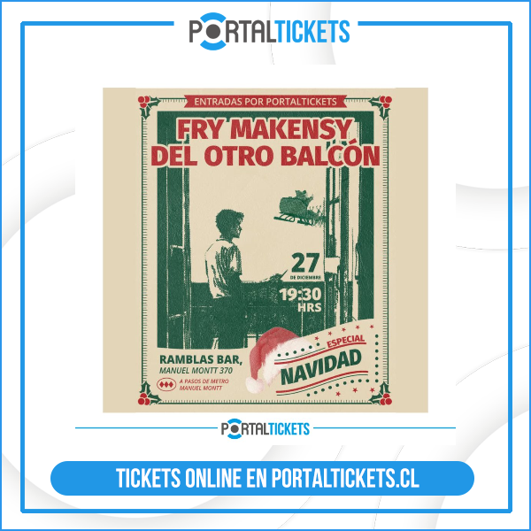 rockywrestling's tweet photo. Código de 10% de descuento DESC76804 tickets online en: https://t.co/xJ2f2WEpLJ
ESPECIAL NAVIDAD: FRY MAKENSY + DEL OTRO BALCÓN EN BAR RAMBLAS
Te invitamos a asistir y a compartir este evento!

#musicachilena #portaldisc #portaltickets https://t.co/SW3zzk2lLD