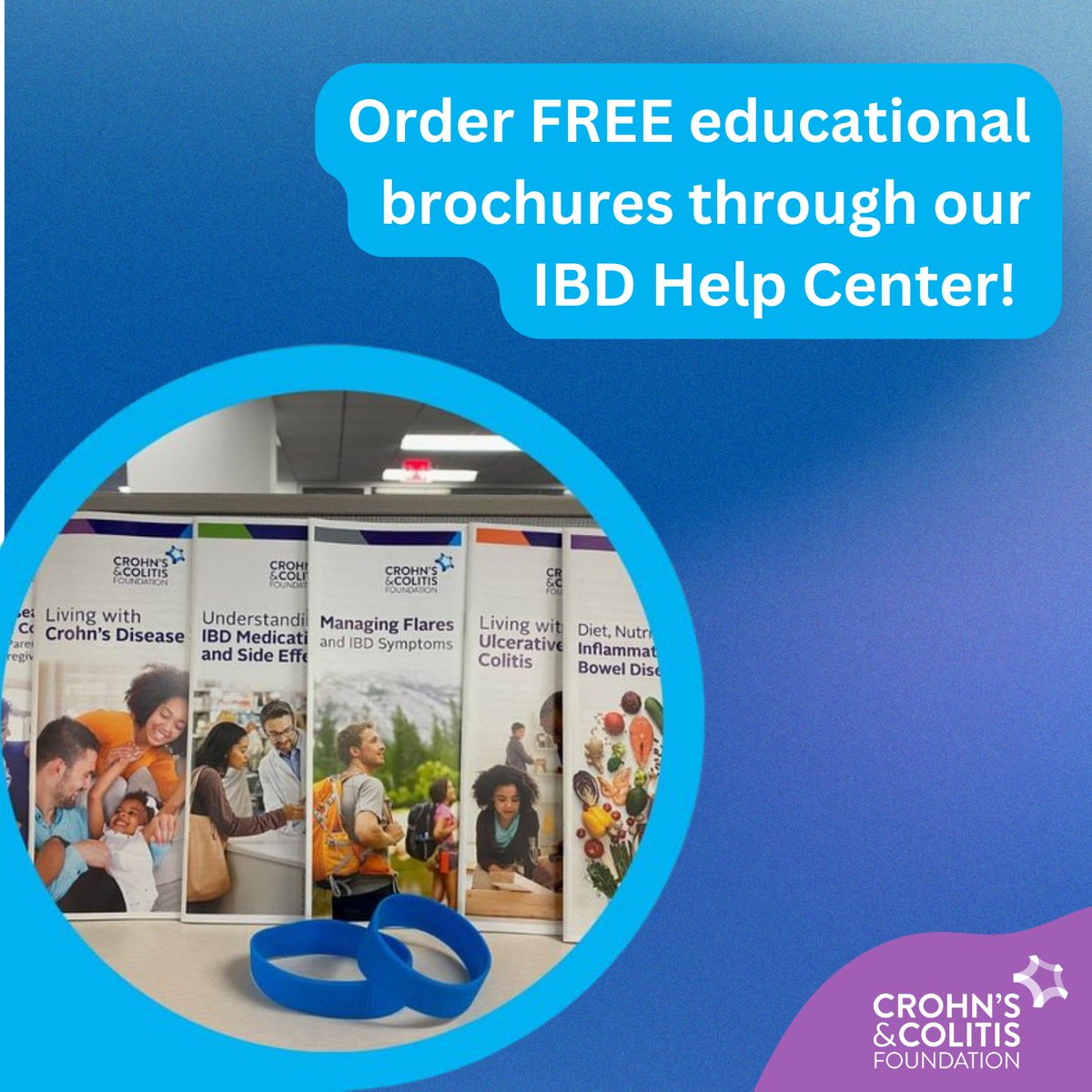 IBDHelpCenter's tweet image. Did you know that our brochures and fact sheets can be ordered free of charge? Are you an IBD provider? Order our brochures in bulk to share with your patients! Place your order today: crohnscolitisfoundation.tfaforms.net/f/IBDHelpBroch…