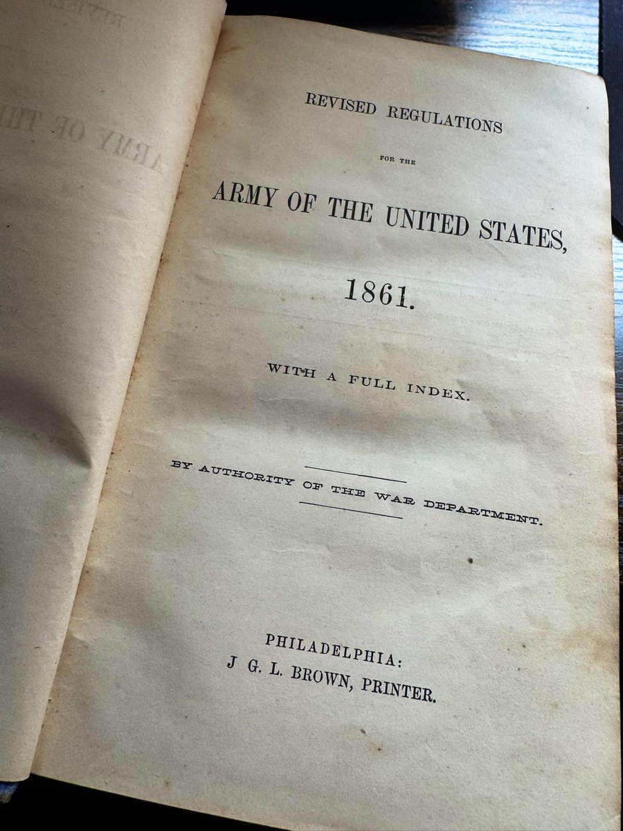 YachtVander's tweet photo. Pick up today - Revised Regulations for the Army of the United States - 1861. Interesting reading for a Civil War buff. I found the pay / forage tables interesting - just starting to look through it. https://t.co/zqd1UsxrFm