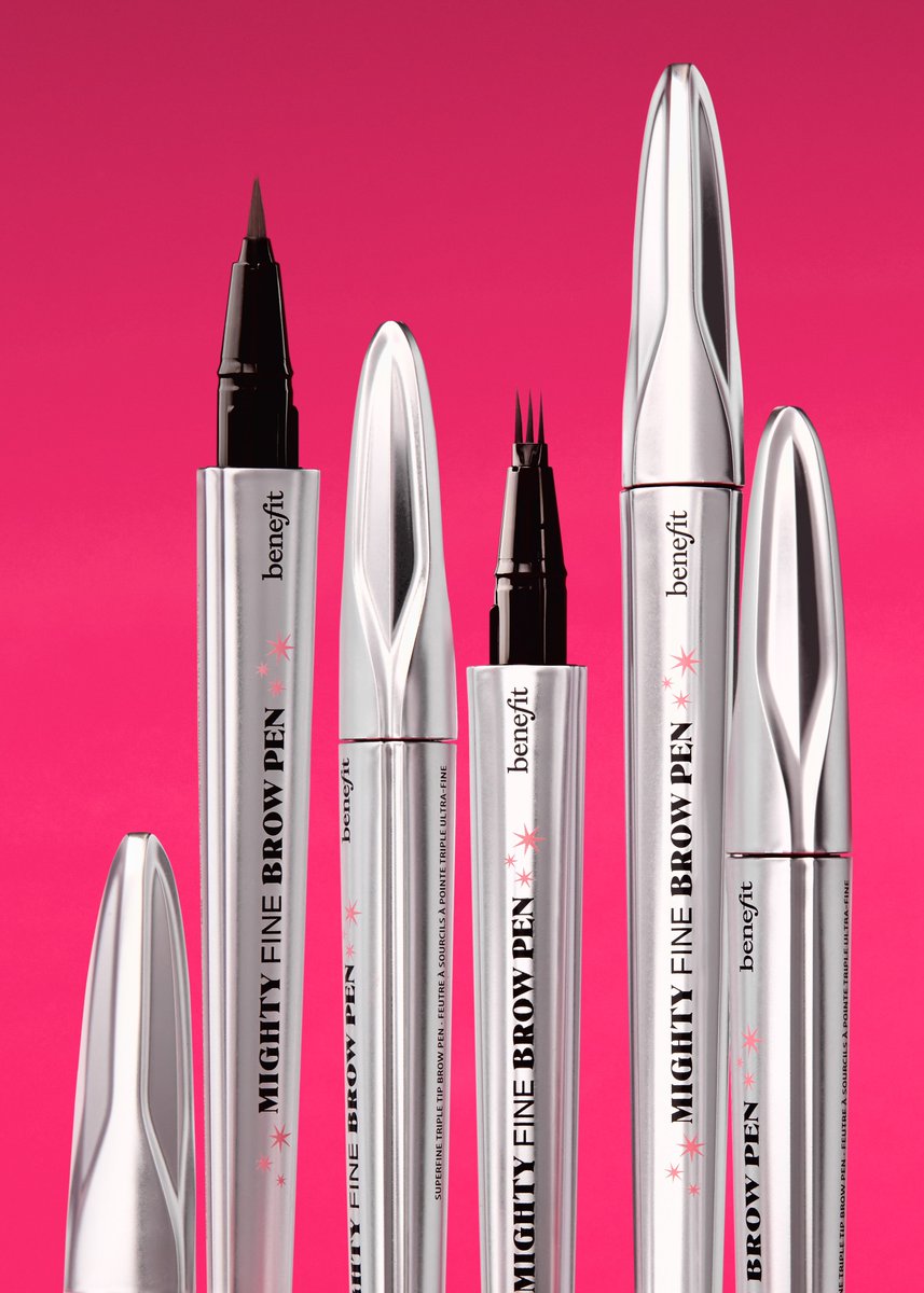 BenefitBeauty's tweet photo. It's not just fine...itโs NEW #MightyFine Brow Pen ๐๏ธโจ Build full, defined brows in as easy as 1, 2 with the FINEST triple-tip brow pen and FIRST 3-prong brush tip on the market! Yep, you read that right. โ
โ
Available now on https://t.co/vwzaCSwTp0 ๐ฉท https://t.co/EqY1GGA54W