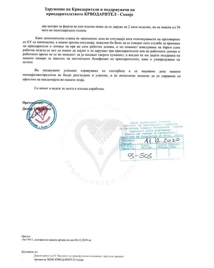 Ја продолжуваме кампањата 'Не барај во архива'.

Овој допис ја содржи суштината на нашите предлози и се надеваме дека директорот ќе успее да го прочита и ќе нѐ повика на работен состанок.

#КрводарителитеЗаслужуваат
#БидиЕденОдНас
#Крводарител