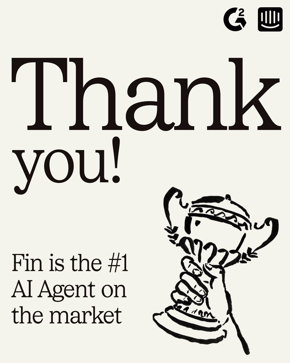 G2 just named us the #1 AI agent on the market – and it’s all thanks to real feedback from people who actually use Fin.

No fanfare. No empty promises. Just proof that AI is making a difference where it counts, helping CS teams do more, faster, and better.

And we’re not stopping