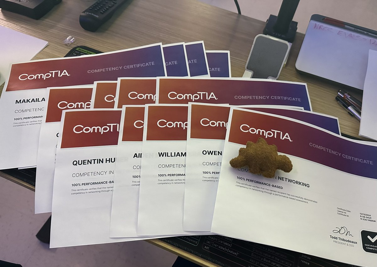 CoachJayMathis's tweet image. My absolute FAVORITE part of the Semester! Passing these out to some very deserving students (just a small sampling of the DOZENS of certs earned this Semester). It’s been a really great Semester and I am so proud of these young people’s hard work. Now for a well-deserved break.