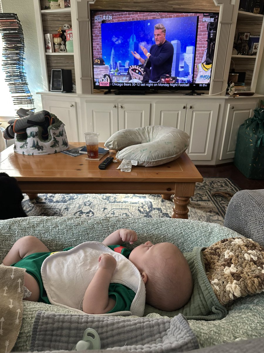 cspicer's tweet photo. Maverick and I have been watching @PatMcAfeeShow every day while on maternity leave. https://t.co/Ivz6EwUUwS