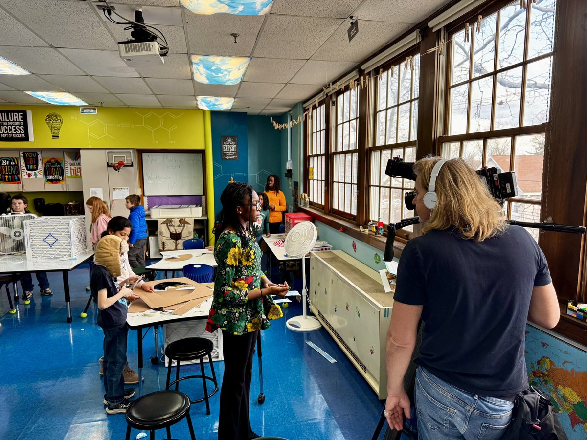 Today we welcomed <a href="/ZDF/">ZDF</a> to Macdonough to showcase Eniola Shokunbi's advocacy work w/ Corsi-Rosenthal boxes! A current Beman student &amp; Mac alum, Eniola's efforts to improve classroom air quality across CT will be featured on the show "Logo!", inspiring others. #MPSFutureMakers