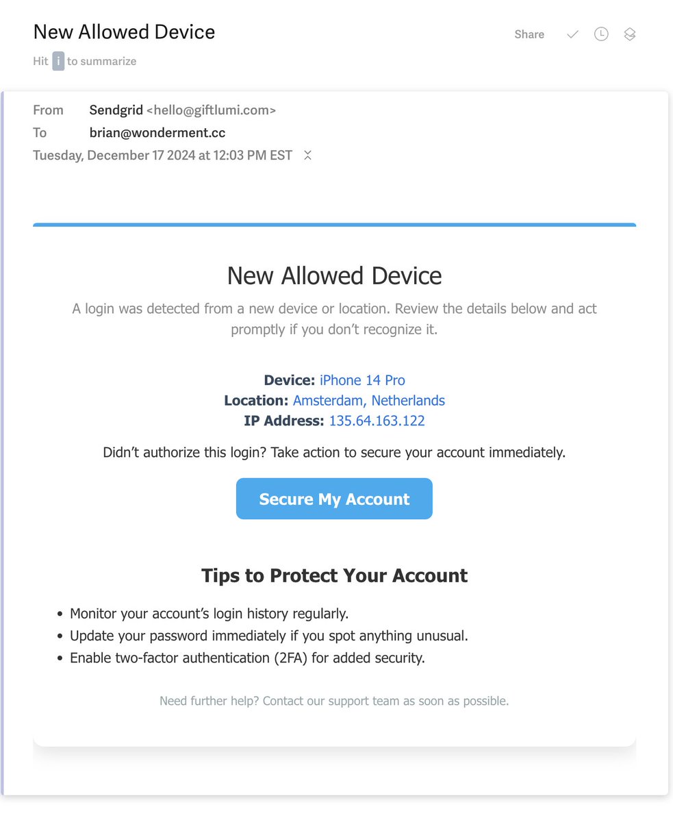 diabolical phishing email today