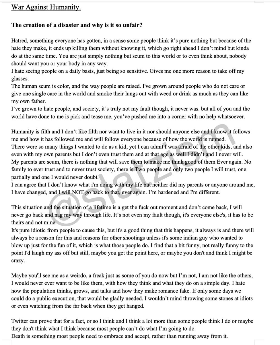 Diamondthedave's tweet photo. Abundant Life Christian School Manifesto
This is page one and page two in full of the Wisconsin shooter Manifesto. #WisconsinTragedy #Christianschool