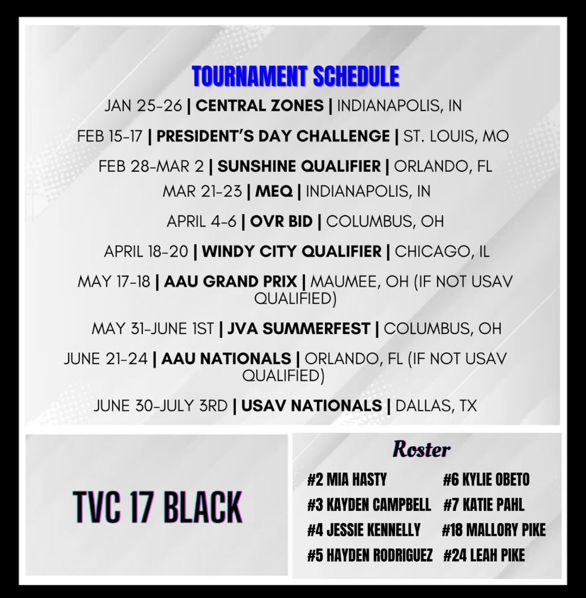 2025 Roster &amp; Schedule!