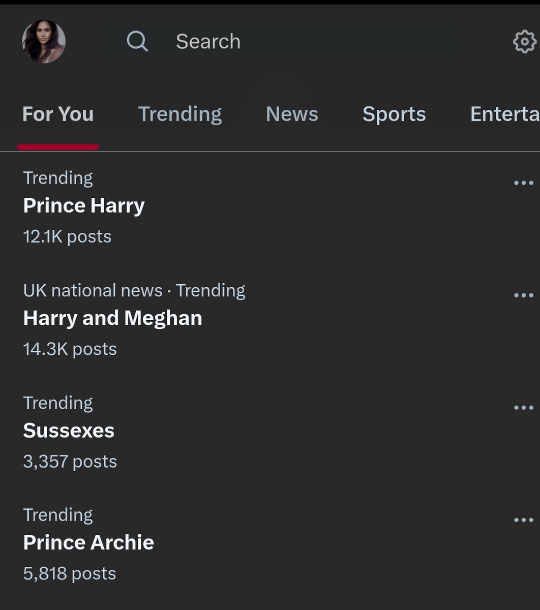 NSome1ne's tweet photo. I love the trends I see.
Trending at this moment:
Trend 1: #PrinceHarry
Trend 2: #HarryandMeghan
Trend 3: #Sussexes
Trend 4: #PrinceArchie
....
#MeghanMarkle
#Meghan
#Archie
#PrincessLilibet
#Lili
#Sussexes
#ArchwellProductions
#Montecito https://t.co/y5j9Bei1h9
