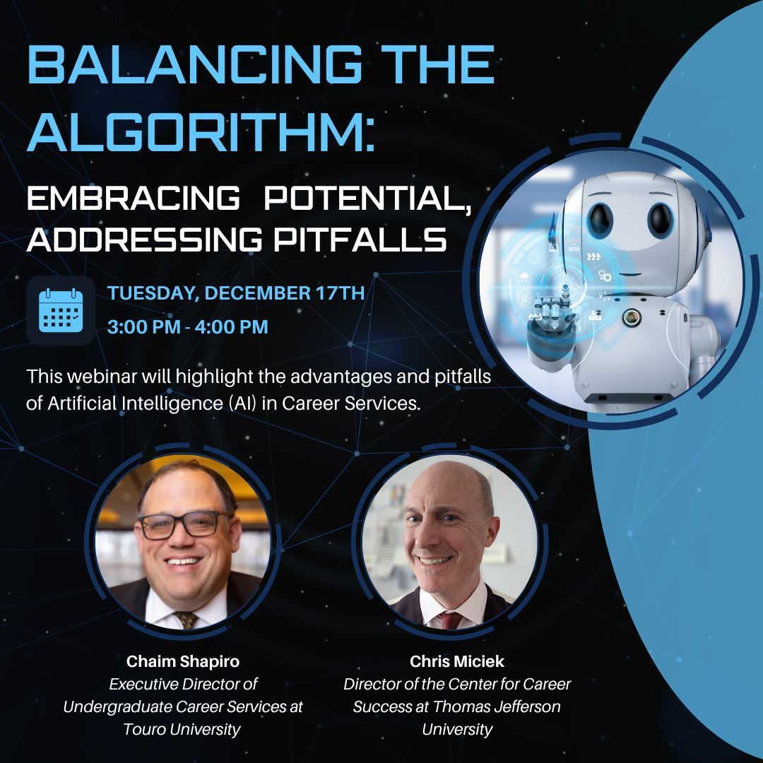ChaimShapiro's tweet image. Join Chris Miciek and me as we discuss ALL things AI and #CareerServices.

Amongst many topics, find out HOW I became an "expert" in the use of AI in Career Services.

I GUARANTEE you that it is NOT what you think!

Register at eace.org/index.php?opti…

@ShlomoArgamon
