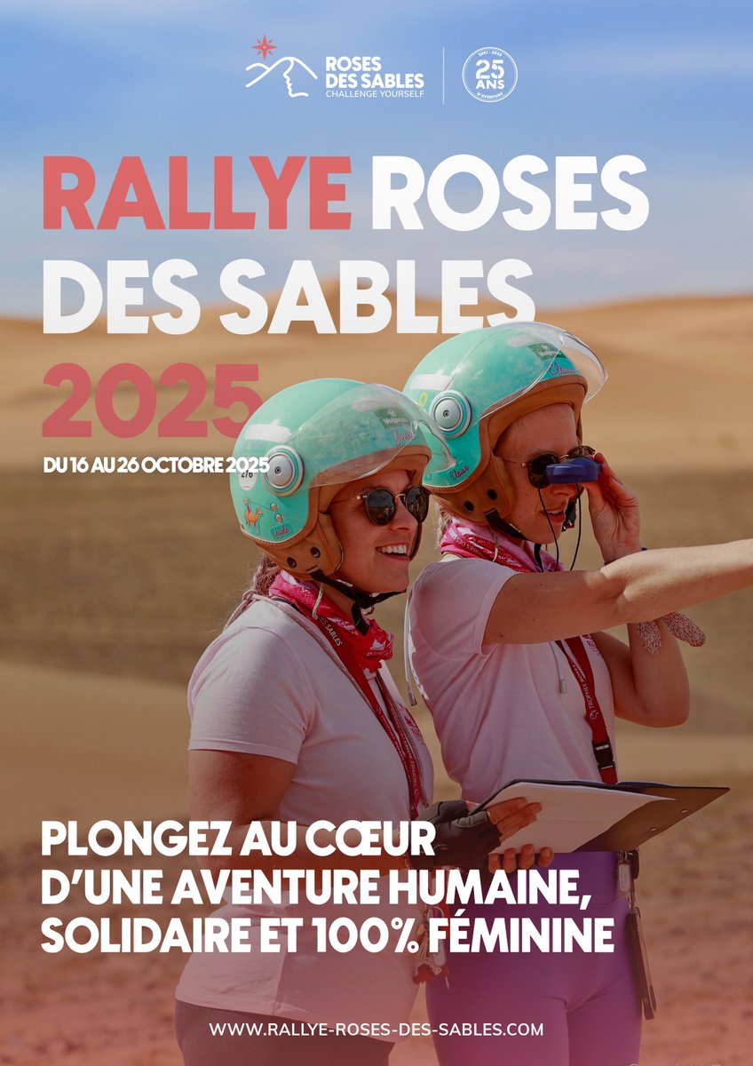 🔥 J-300 🔥
–
Vous pouvez encore vous inscrire pour être sur la ligne de départ de l’édition anniversaire des 25 ans du rallye Roses des Sables !
Prête à vivre une aventure unique du 16 au 26 octobre 2025 ?👉  rallye-roses-des-sables.com
#RallyeRDS2025 #RallyeRosesdesSables