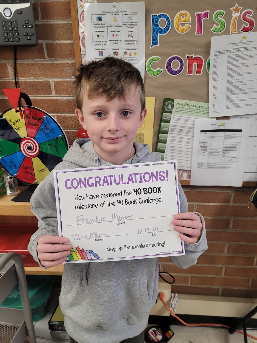 5AwithOShea's tweet image. Wow!! We are cookin in #5AwithOShea, @Grebenor5B, and @SobczakMrs! Two more #40BookChallenge Earners! Congratulations to Isla W. and Frankie H. 
#BeEvergreen 
#iBelonginEvergreen
#SWBulldogs