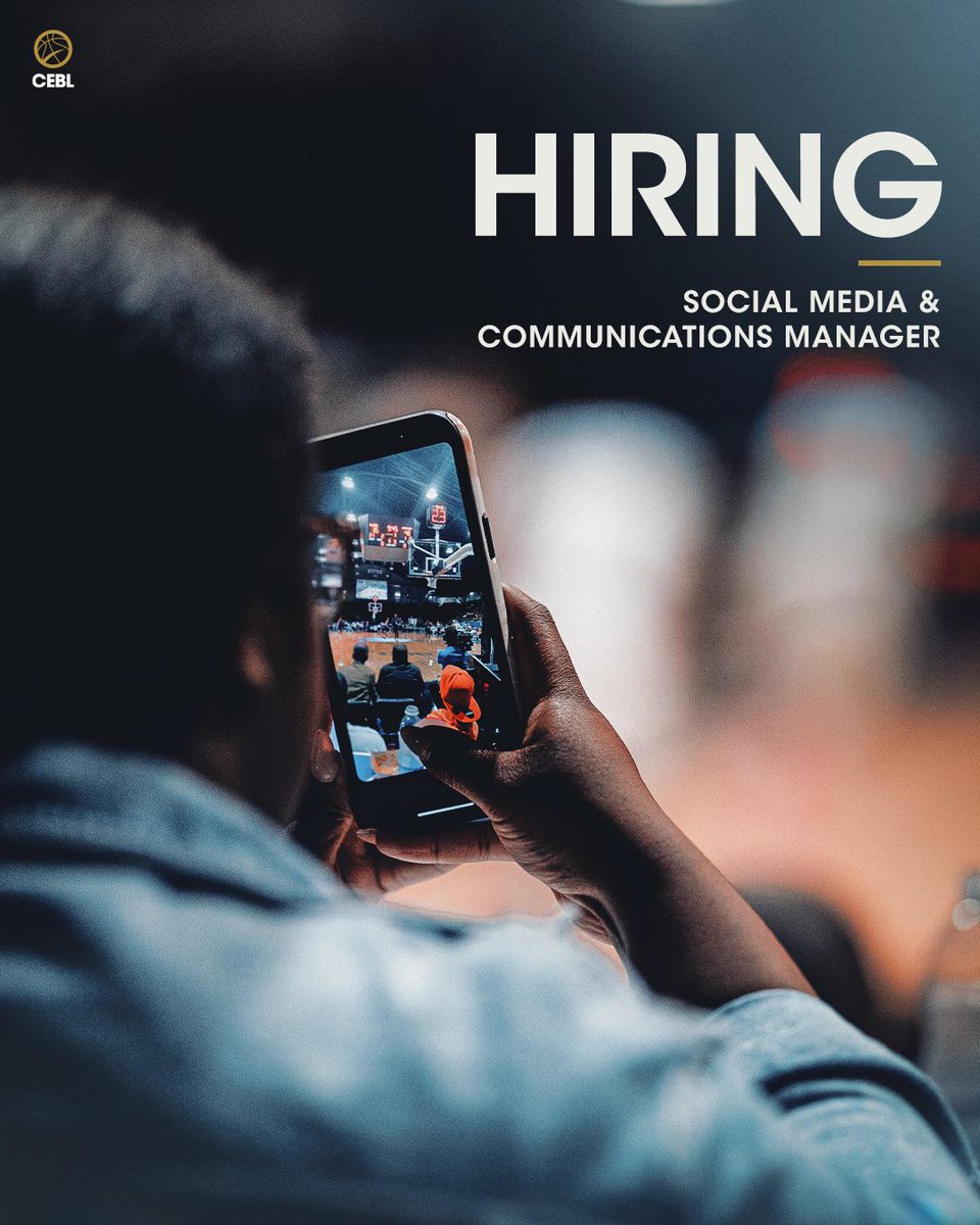 JOB ALERT🚨: The #CEBL is looking for a Social Media &amp; Communications Manager to join the league's marketing team 🤳

Interested? Apply now at cebl.ca/careers

#PullUp #socialmedia #communications #basketball