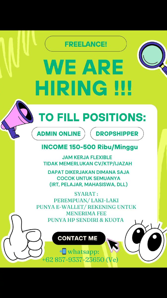 00NMNCOTY's tweet photo. @chahunniee Kami lagi open recruitment freelance nih, bisa langsung dm ya untuk info lebih lanjut 

᭡ᵎ ♡ ּ  ׄ 𝅄 Usia minimal 13 tahun
᭡ᵎ ♡ ּ  ׄ 𝅄 Wajib memiliki e-wallet ataupun rekening ya

#infoloker #lowongankerja #freelance #parttime #zonauang #infofreelance #infoparttime https://t.co/eBnT51Vaj8