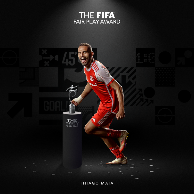 FIFAWorldCup's tweet photo. The FIFA Fair Play Award goes to Thiago Maia. 👏

#TheBest