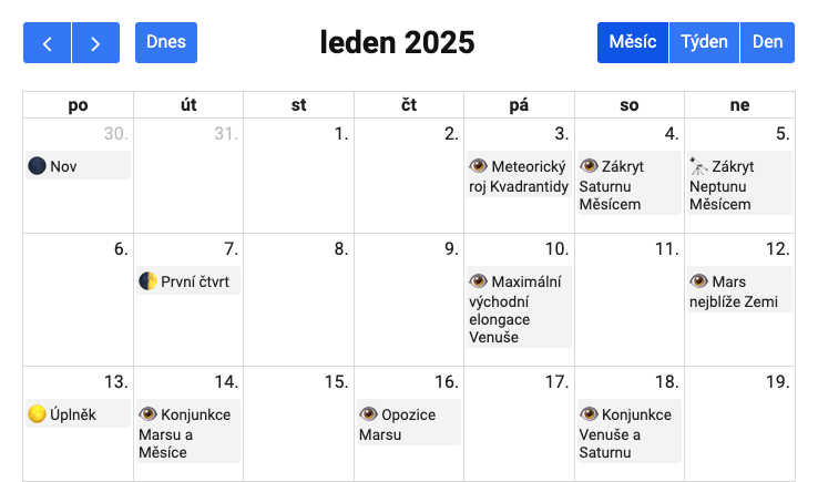 jantichy's tweet image. 🧵 1/5: Už několik let udržuji sdílený český kalendář nebeských úkazů. Můžete si ho připnout do svého Outlooku, Google, Apple nebo Android kalendáře (odkaz na návod, jak na to, je na konci vlákna). A mít pak aktuální přehled nejdůležitějších nebeských úkazů vždy hned po ruce.