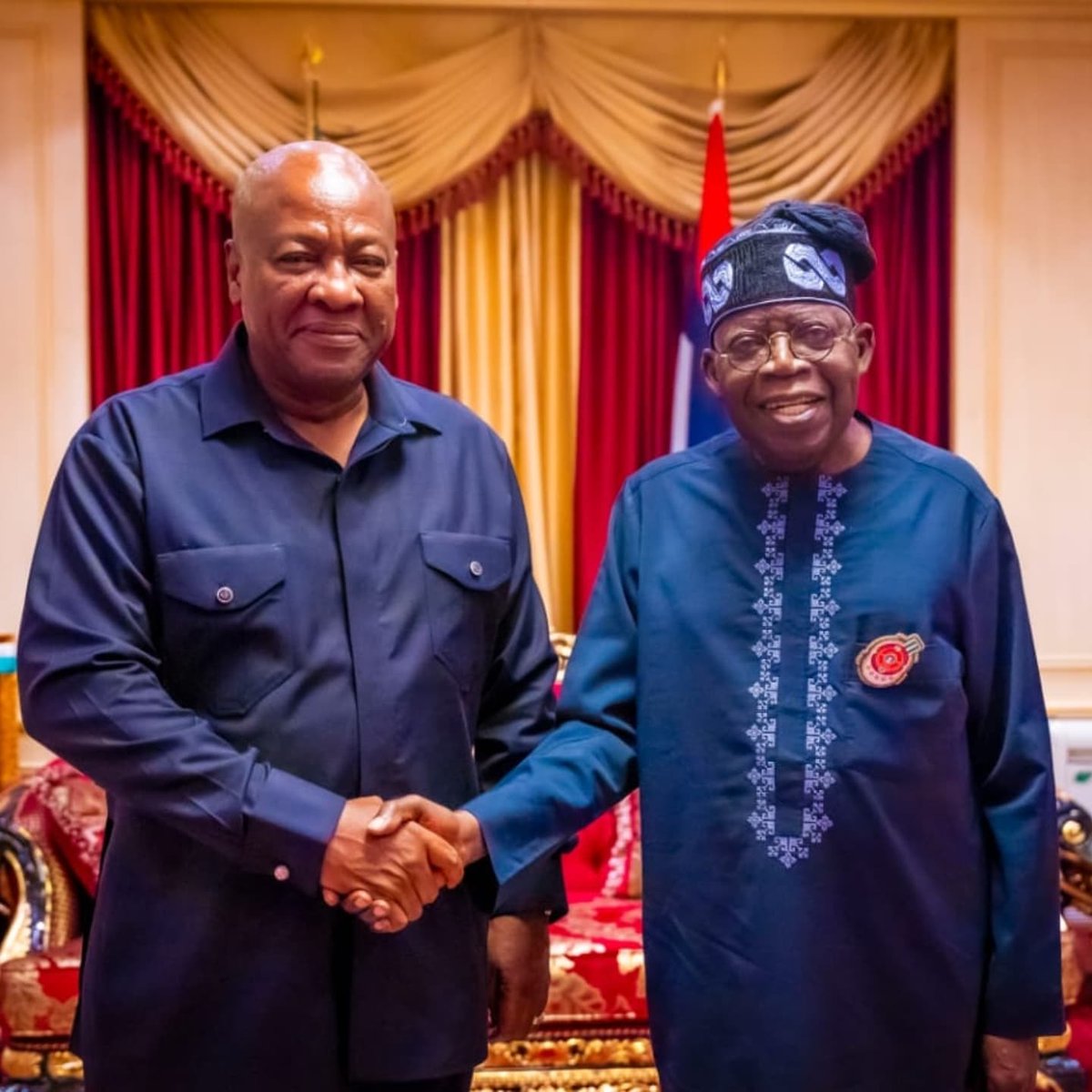 atinkatvgh's tweet photo. Yesterday, Nigerian President Bola Ahmed Tinubu had a courtesy call from President-elect H.E. John Mahama in Abuja.
#TMGNEWS #Atinka1047fm #AtinkaTv #TobincoMediaGroup
Josephine Eiii Rubi Rose Kwashieman Cluster of Schools Vybz Kartel Diana Asamoah Shatta Wale Bongo Medikal https://t.co/H2aQvC9jez