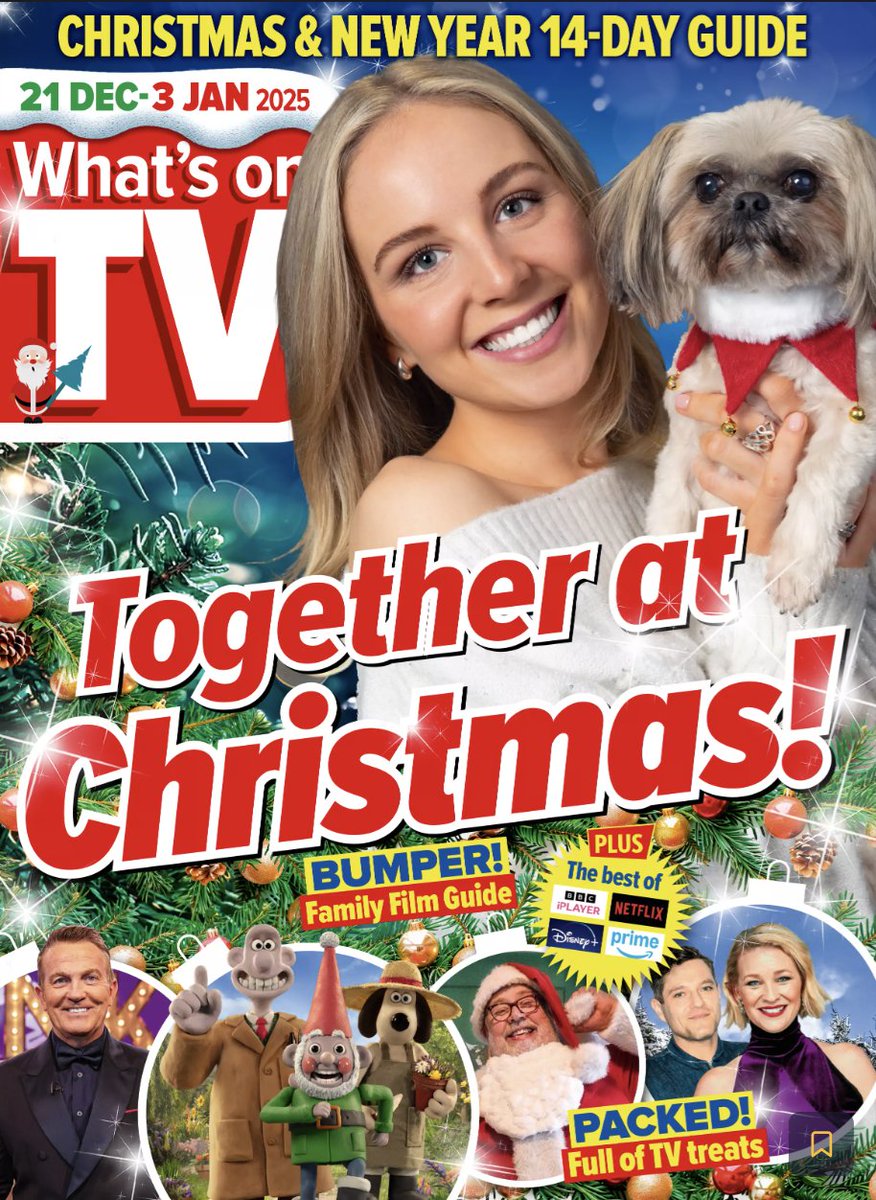 whatsontvuk's tweet photo. Did someone say 'Christmas TV'?! We've got you covered! Pick up a fab 14-day festive What's on TV to make sure you don't miss a thing over the holidays! Happy Christmas! On sale now in shops & digitally #Emmerdale #EastEnders #Corrie #GavinAndStacey #DoctorWho #Tiddler & more! ๐ https://t.co/W8KAHylzIp