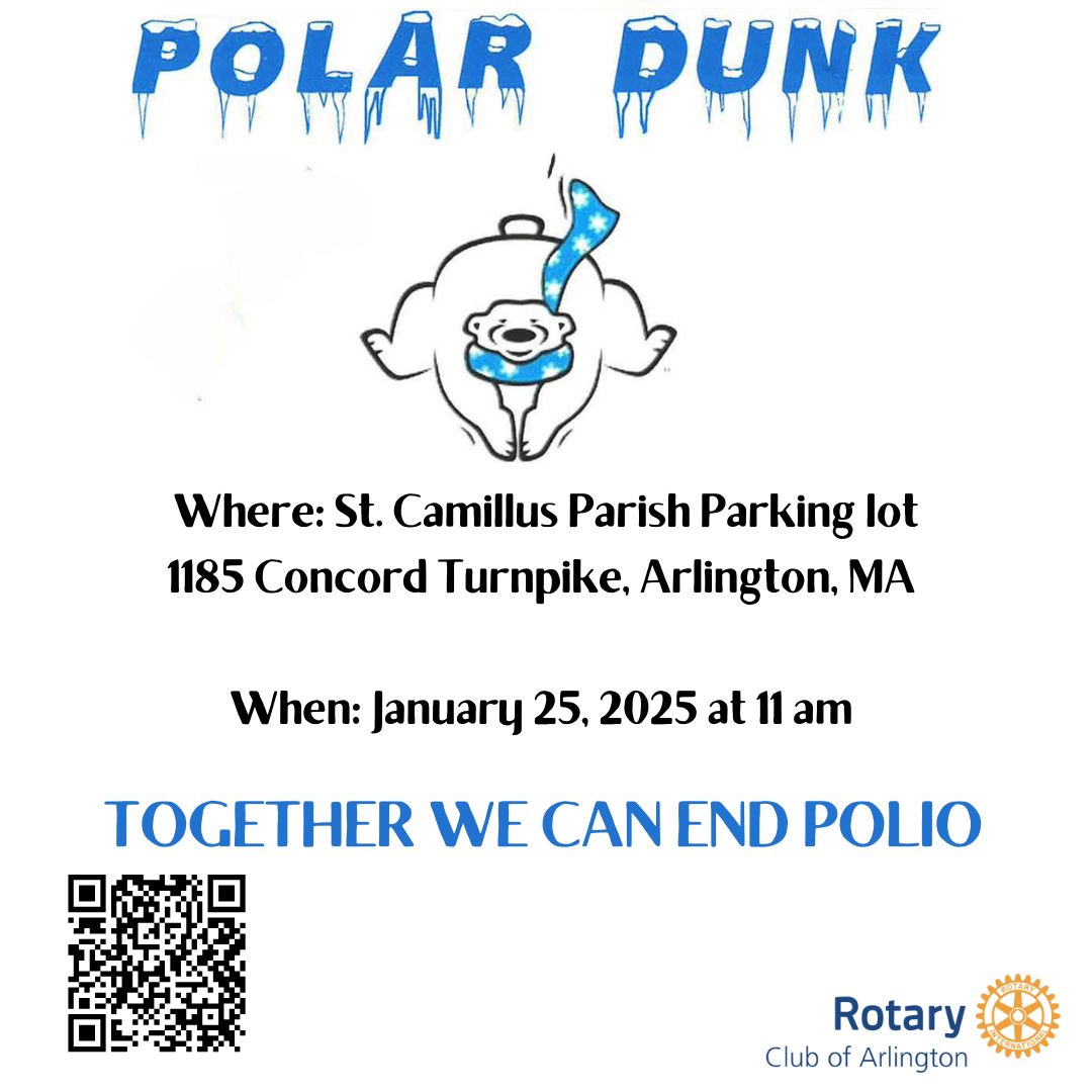 We are plunging into 2025 with a slash! 
We are excited to announce that on Saturday, January 25, 2025, at 11 am, we will participate in the Polar Plunge 2025, sponsored by the Arlington Rotary Club. This annual event, known as the "Polar Plunge"
#ArlingtonMA