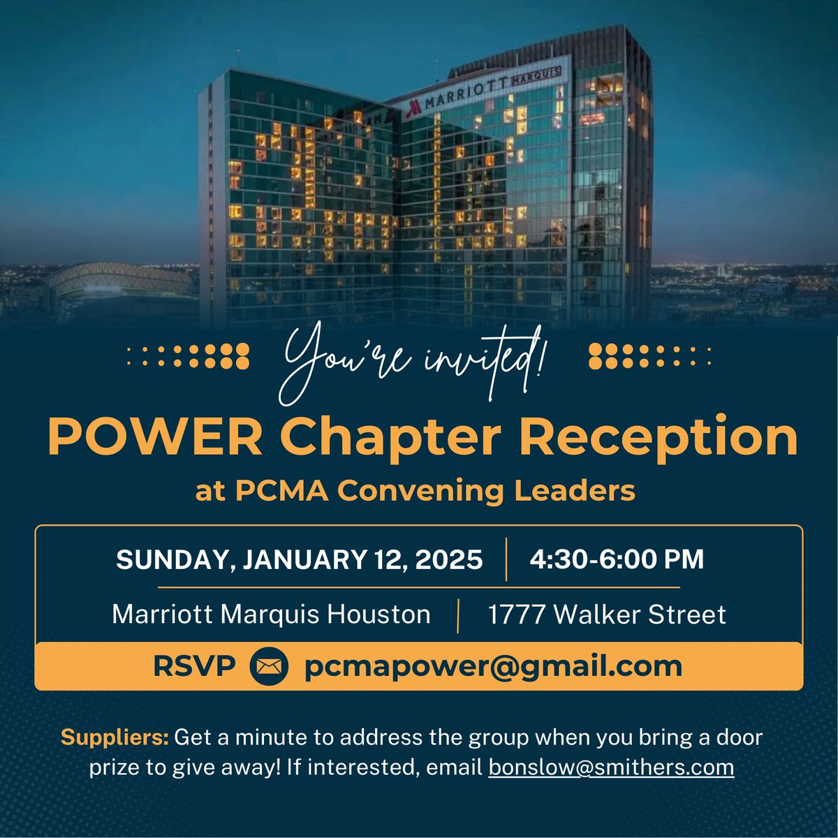 PCMAPOWER's tweet photo. Join the POWER Chapter at its annual reception at #PCMACL in Houston! RSVP at pcmapower@gmail.com! https://t.co/byzN4ynNjU