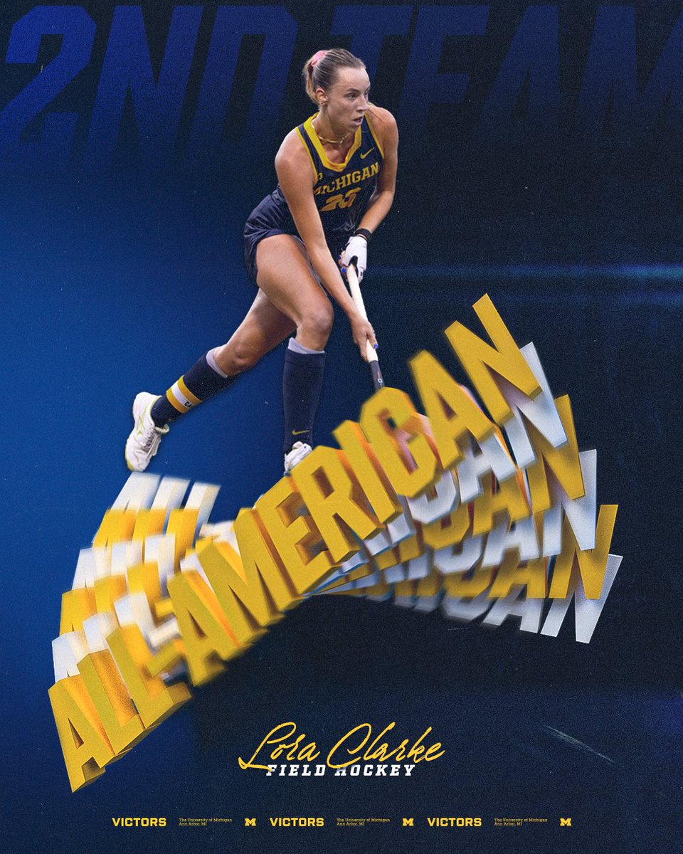 umichfldhockey's tweet photo. 𝘼𝙡𝙡-𝘼𝙢𝙚𝙧𝙞𝙘𝙖𝙣! ✨

@loraclarkee repeats as an @NFHCA All-American; she’s the 15th Wolverine in program history to earn multiple All-America honors. https://t.co/viE5Kmwgo4