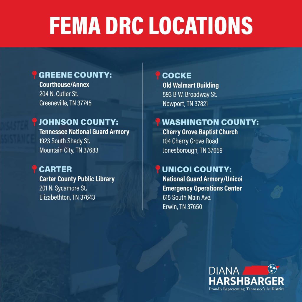 The deadline to apply for <a href="/fema/">FEMA</a> assistance in East Tennessee has been extended to January 7, 2025.

Do you need help with your application? Visit one of the updated Disaster Recovery Centers (DRC) or apply online at disasterassistance.gov
