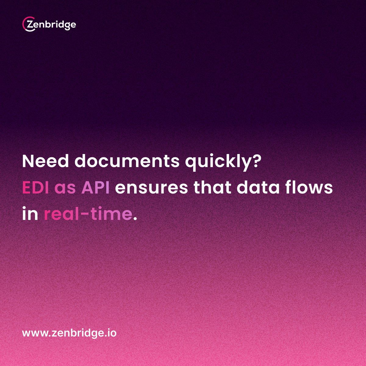 Zenbridgeio's tweet image. With EDI as API, experience the speed and efficiency you need for seamless transactions.
Say goodbye to delays and hello to instant access! ⏱️
Ready to level up your processes?
Visit us at zenbridge.io and Learn more now! 🔗
#ediasapi #zenbridge #realtimedata