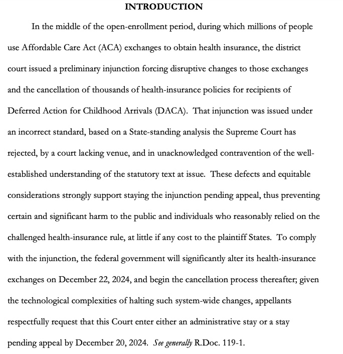 Came after emergency motion from Biden Admin highlighting the need to stay the lower court's ruling litigationtracker.law.georgetown.edu/litigation/kan…