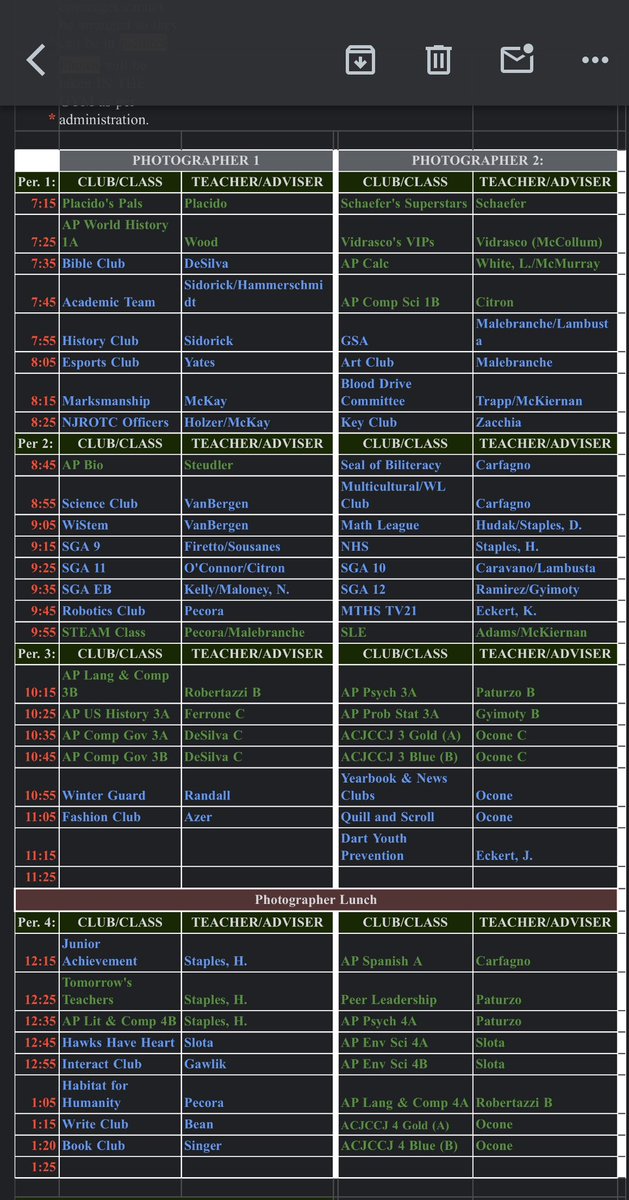Club and Class Photos are tomorrow!!! Check the schedule below to make sure you don’t miss a pic 📸