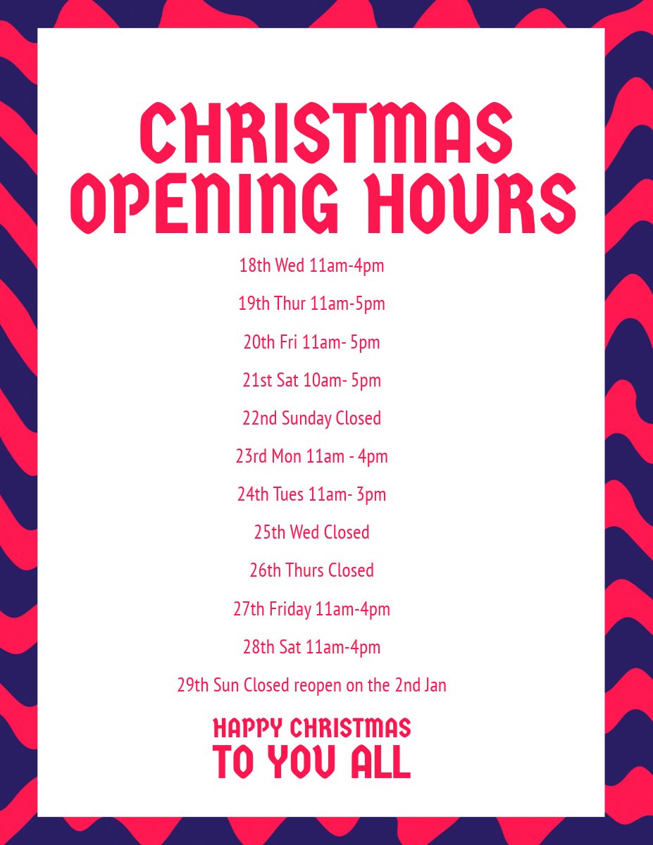 Deadcloudrecs's tweet image. Christmas opening hours ✌️