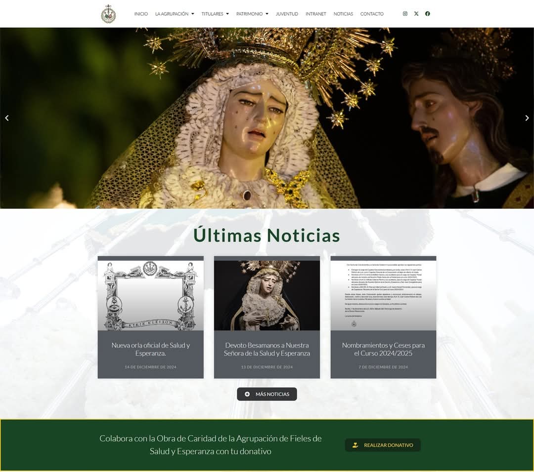 saludyesperanza's tweet photo. #RRSS|| Ya se encuentra finalizada y operativa el nuevo portal Web de @saludyesperanza renovada y realizada por @softapiweb.
Intranet, noticias diarias, intuitiva y adaptada a todos los entornos.
Cuenta con la aplicación #h6web con la que nuestros hermanos podrán realizar todo tipo de gestiones telemáticas.
📲Visítala en https://t.co/OAgQD3Fi3U
#SaludyEsperanza #KyrieEleison