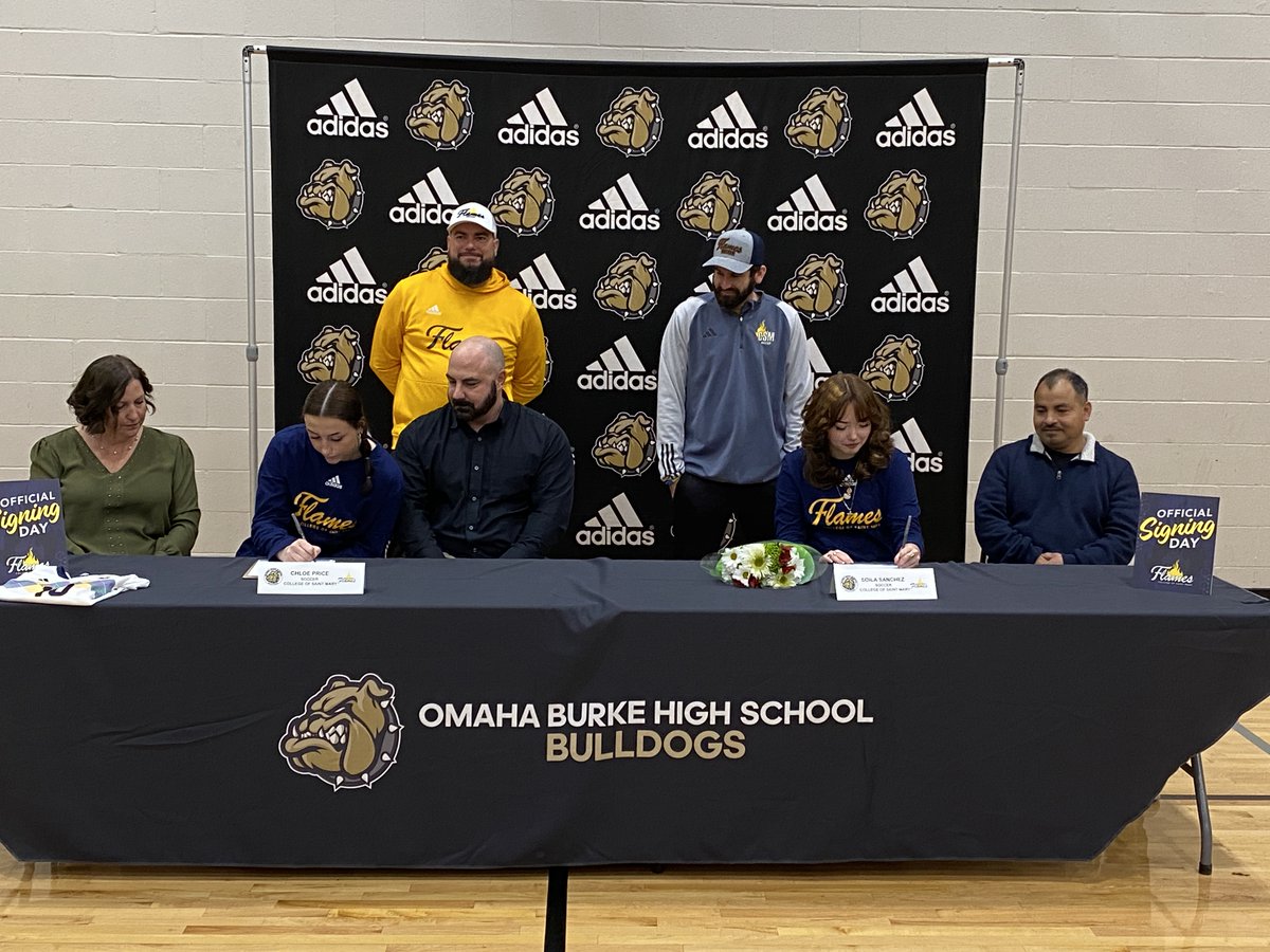 drasmussen43's tweet photo. Congratulations to Chloe Price and Soila Sanchez for signing their Letter of Intent to play for the College of Saint Mary Women's Soccer team and continue their education. Outstanding reps of Burke High! #WeAreBurke https://t.co/H4IOVCBcQO