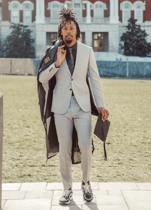 Huge congrats to <a href="/_TheoWeaseJr/">Theo Wease Jr</a> for graduating with his Master’s degree from <a href="/Mizzou/">Mizzou</a>! Dressed in #SotoAndCo 🔥 

Styled by: <a href="/lifestylelaura/">Laura Fedock</a>