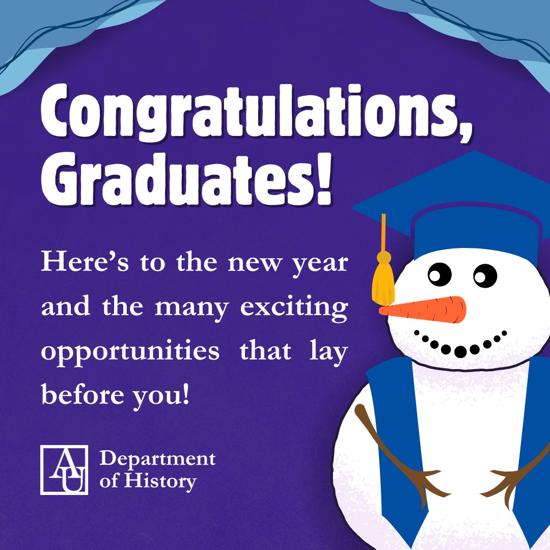 Congratulations to our Fall 2024 graduates! We wish you all the best of luck in your future endeavors. Whether you’re starting your career or continuing your education, we know this is just the beginning of your adventure. #AUHistory #StudyHistory #2024graduates