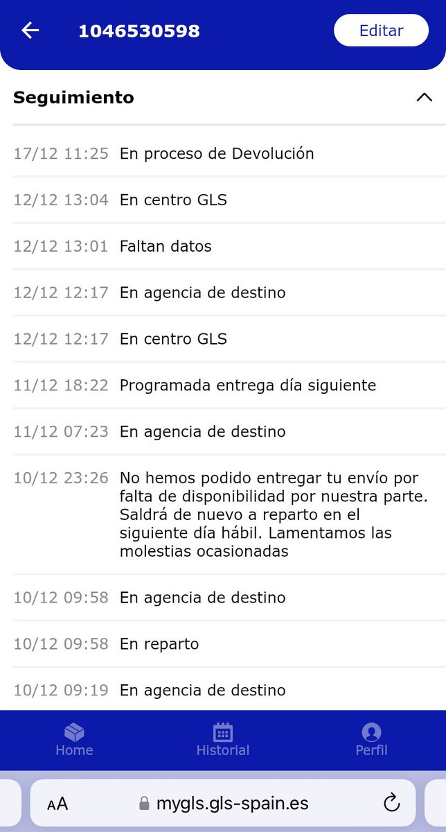 Hola <a href="/GLS_Spain/">GLS Spain</a> gracias por pasear mi pedido, pero después de dos semanas ¿sería mucho pedir que lo entregarais?