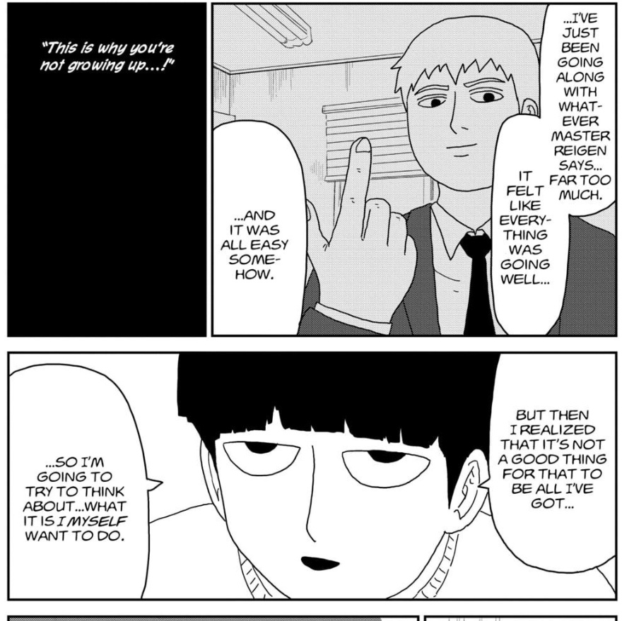 _Sarahcat's tweet photo. I'm at the end of Mob Psycho 100 and this has been on my mind since reading it. I'm just learning all of this myself recently and it couldn't come at a better time. Hits deep, very deeply. 💔 https://t.co/rrqkgXTtn7