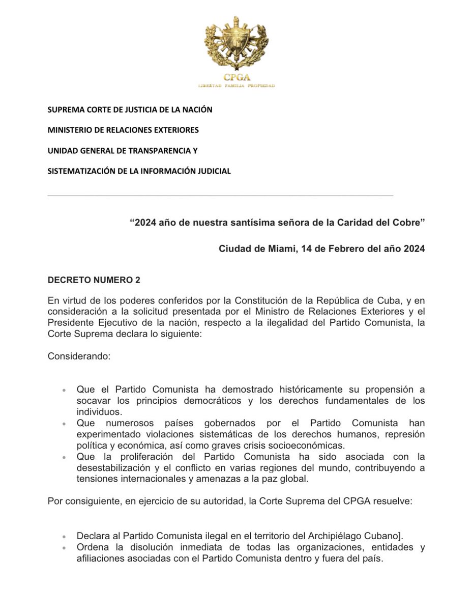 ConsejoPGA's tweet photo. DECRETO NUMERO 2 
@mmpizonero @RP98613906 @ElAbuelito13 https://t.co/UVGSECLuY2