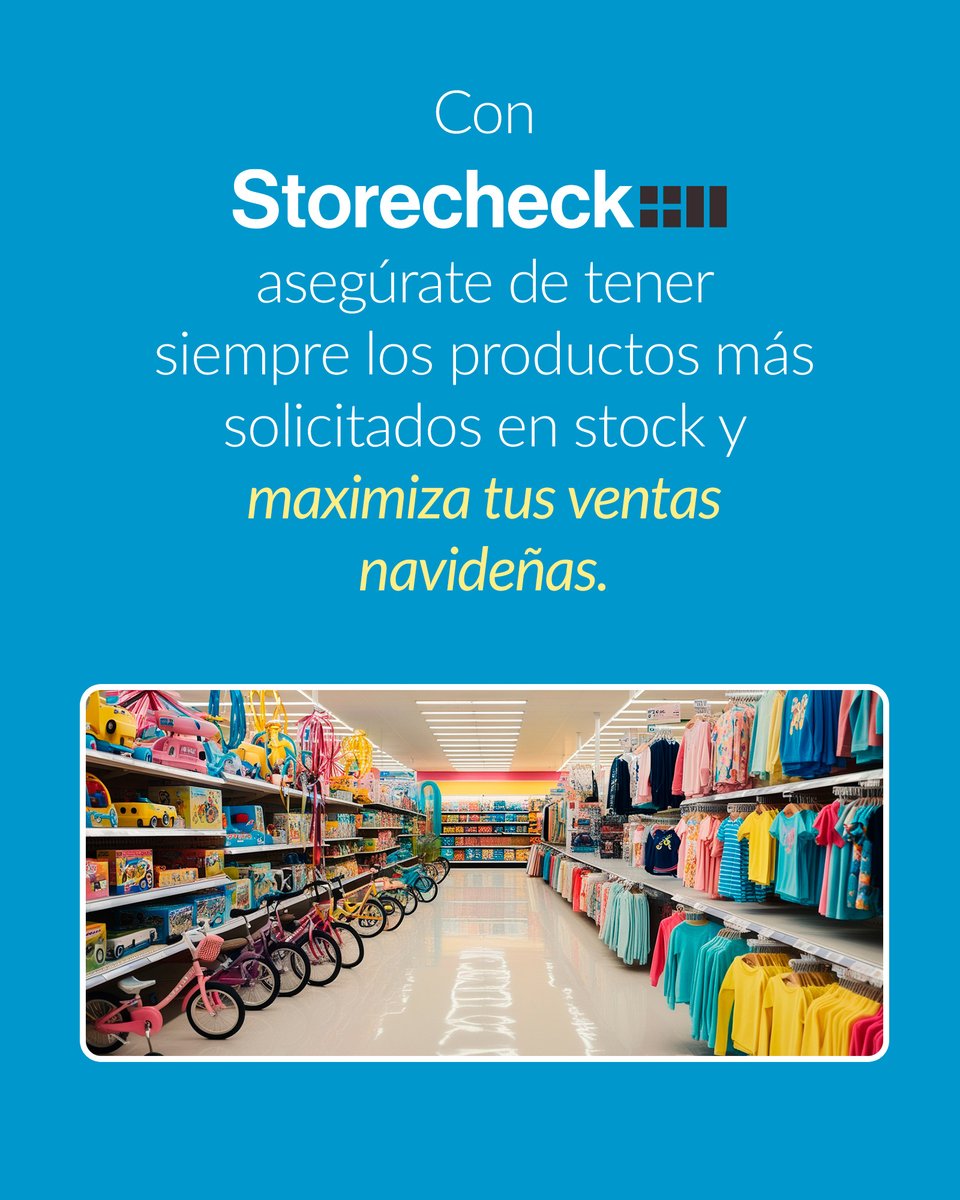 _Storecheck's tweet photo. Navidad se acerca, y asegurar la disponibilidad de los productos más deseados por los niños es clave para maximizar ventas. Con Storecheck, identifica desabastos, inventario fantasma y sobreinventarios, garantizando que tus productos estrella estén siempre en anaquel. https://t.co/P1lpBePpAm