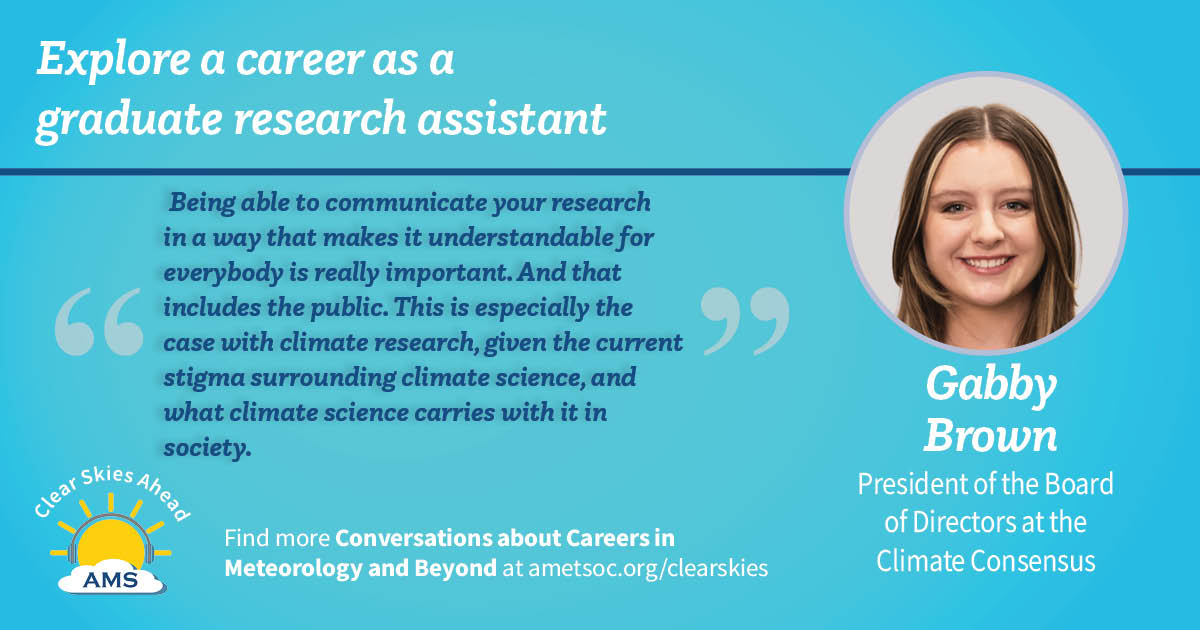 ⚡In our most recent Clear Skies Ahead episode, we talk to <a href="/gabbyrhbrownwx/">Gabrielle Brown</a>,  President of the Board of Directors at the Climate Consensus in St. Johnsbury, VT.

🎧 Listen to the podcast here: bit.ly/3GcB2bJ