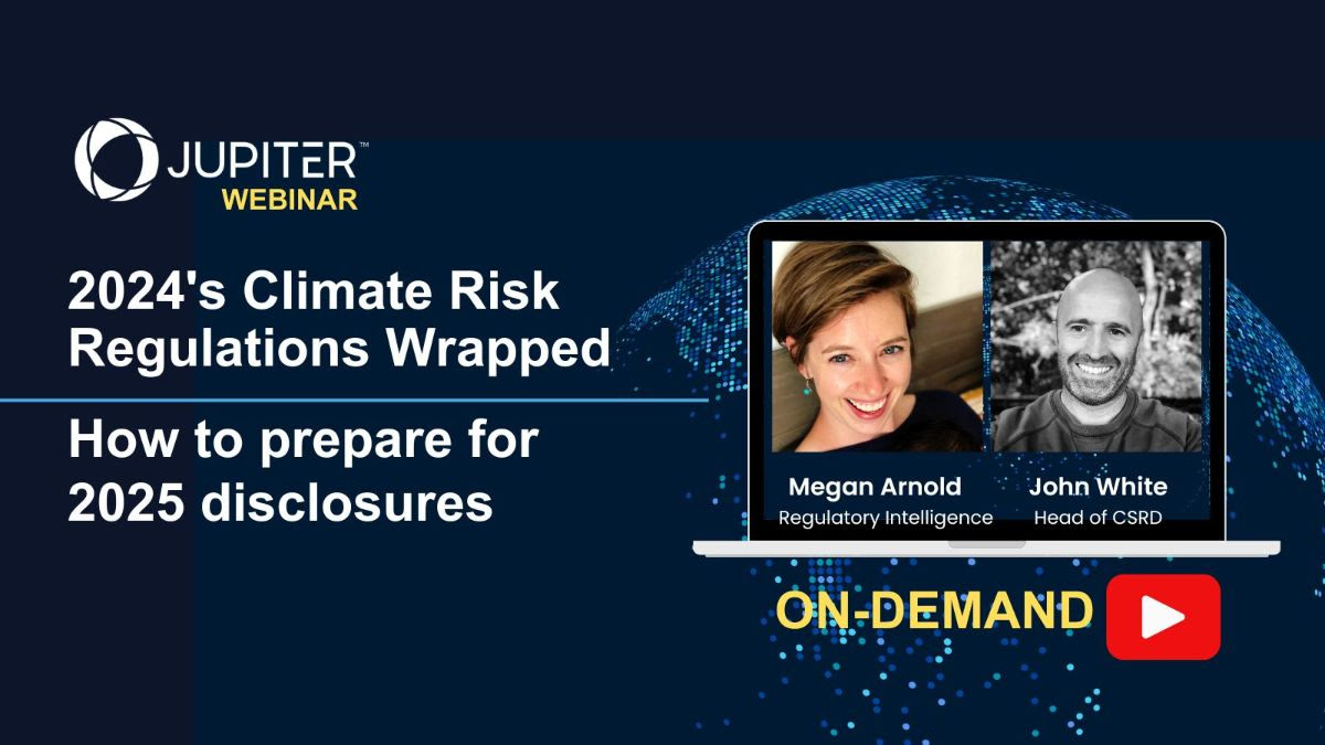 Missed our live Climate Regulations Wrapped webinar? Watch on-demand now to prepare for 2025. It’s not too late to access updates climate risk disclosure insights. info.jupiterintel.com/global-regulat… #Webinar #ClimateRisk #ESG #CSRD #Sustainability #ClimateDisclosure