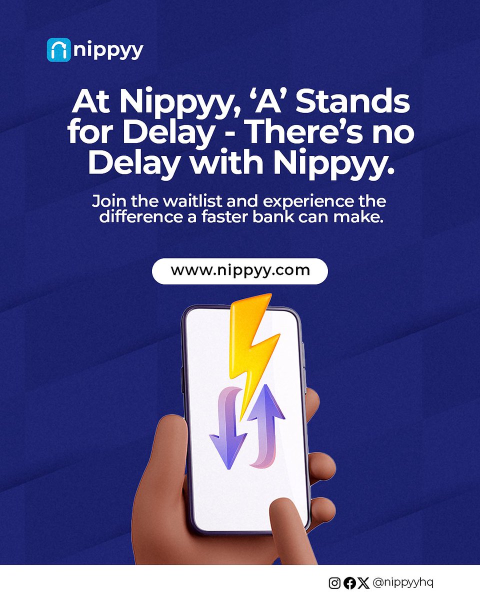 nippyyverse's tweet image. At Nippyy, A Stands for Delay - There’s no Delay with Nippyy.
Nippyy is redefining banking speed.
From quick sign-ups to instant transfers, we prioritise your time and ensure nothing slows you down.
Join the waitlist, Link in bio.