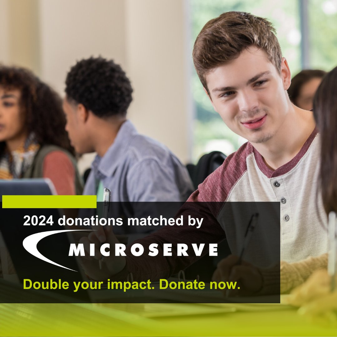 Now through December 31, every dollar you give will be matched by Microserve, up to $10,000 - doubling the impact on our students' lives.